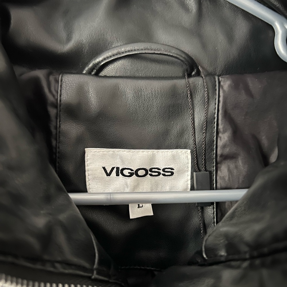 Vigoss Classic Black Leather Puffer Jacket - Picture 3 of 3